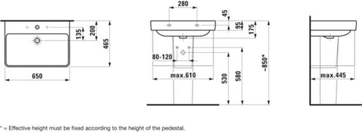 Produktbild Laufen Waschtisch Pro S 65 cm wei 8109640001041 (465 mm, 650 mm)