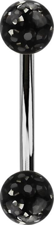 Image du produit Star Piercing Banane silber mit zwei Kristallkugeln schwarz Epoxy Schutzschicht (sans laiton, Titane)