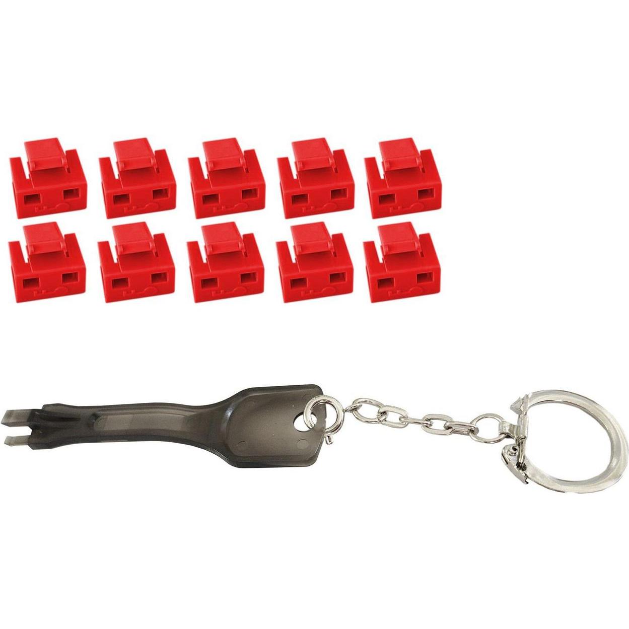 MicroConnect RJ45 Port blockers with key, Notebook Security, Schwarz, Rot