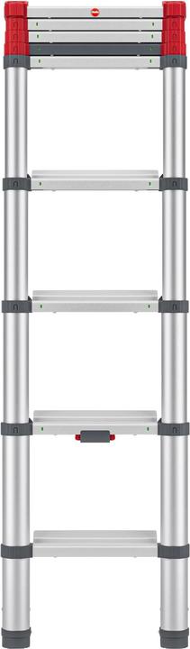 Actual product image Hailo Stepped telescopic single ladder Aluminium rungsSteps 9 max. total load 150 kg (Telescopic ladder, 265 cm)