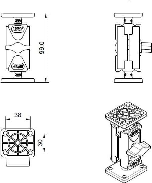 Actual product image Arat BIGmount 1.0" ball| 64 mm