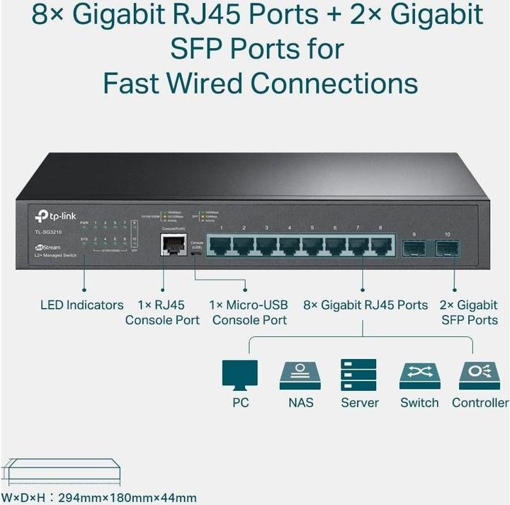 Produktbild TP-Link Switch TL-SG3210 10 Port (10 Ports)