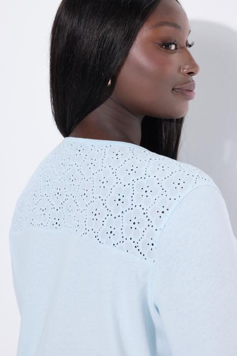 Produktbild Ulla Popken Nachthemd, Lochstickerei, Zierfalte, Rundhals, 3/4-Arm (50, 52)