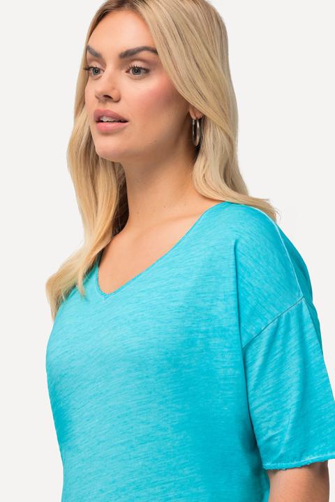 Immagine prodotto Ulla Popken T-shirt dal taglio oversize con tintura a freddo, scollo a V e mezze maniche (58)