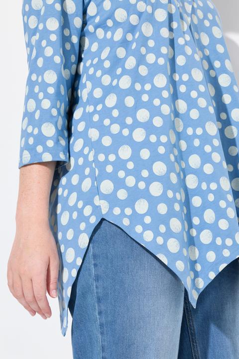 Image du produit Ulla Popken Chemise, ourlet en pointes, col en V, manches 3/4, coton biologique (50, 52)