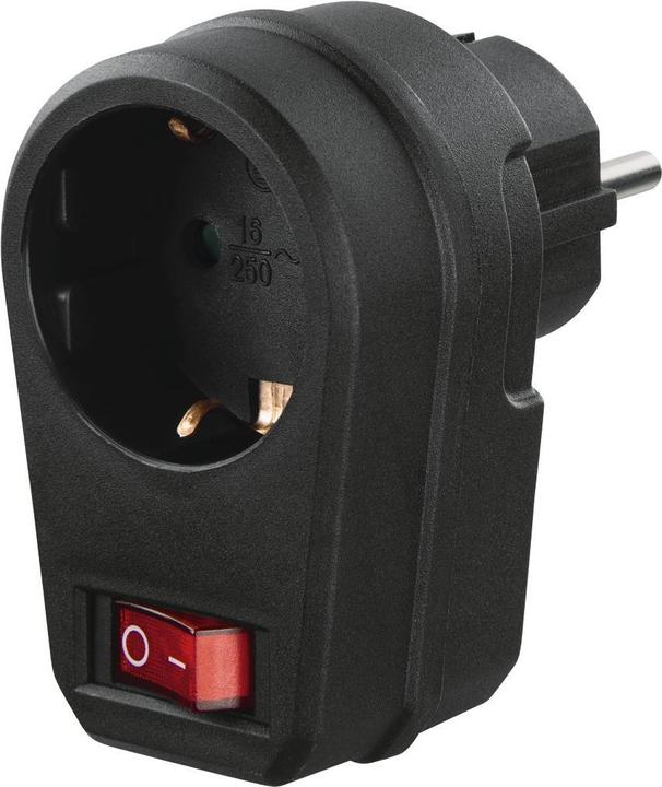 Hama Steckdosenadapter, Schutzkontakt-Steckdose, Schalter, Schwarz (CEE 7/4, CEE 7/4)