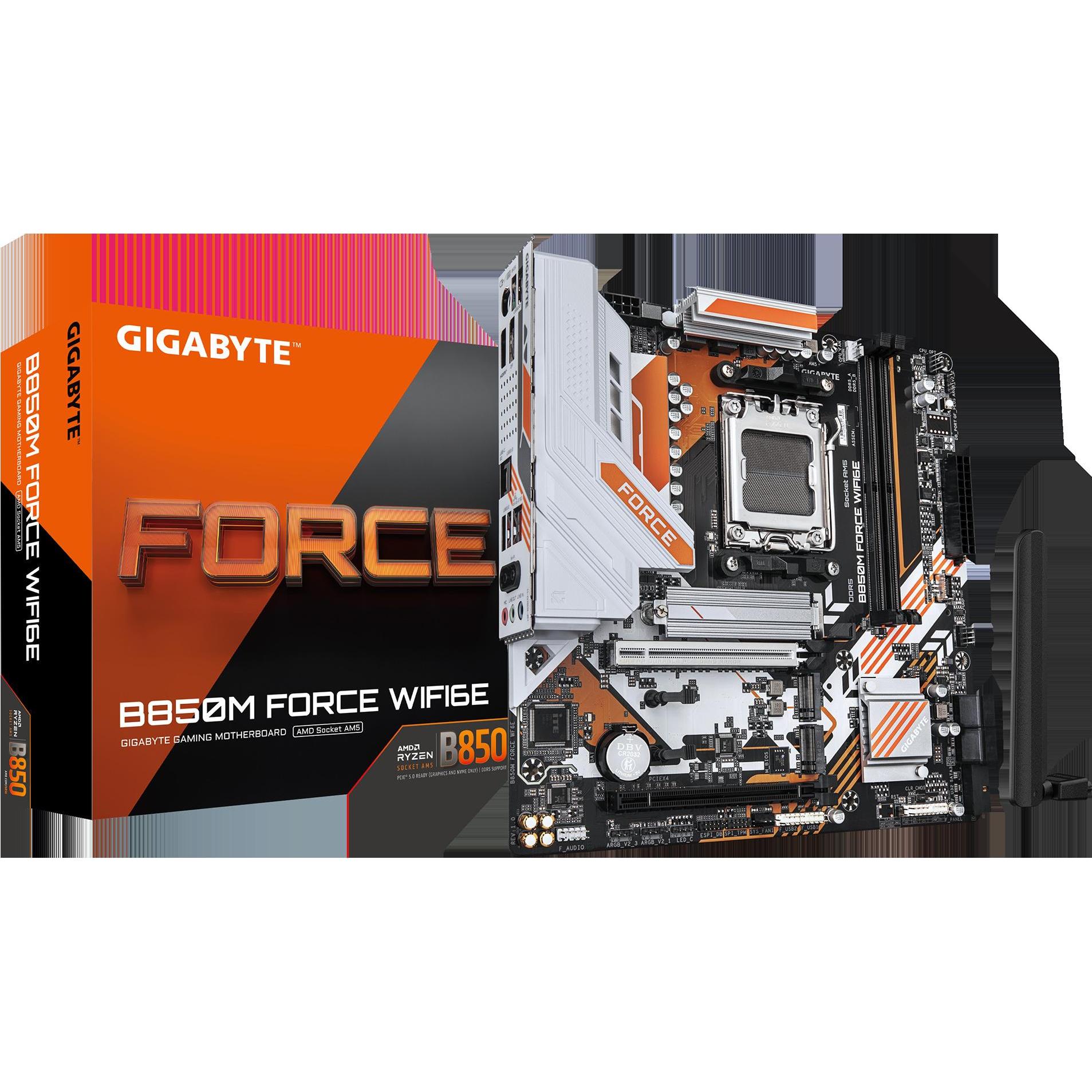 Gigabyte Mainboard AMD B850 SAM5 Micro-ATX Memory DDR5 Memory slots 2 B850MFORCEWF6E (AM5, AMD B850,
