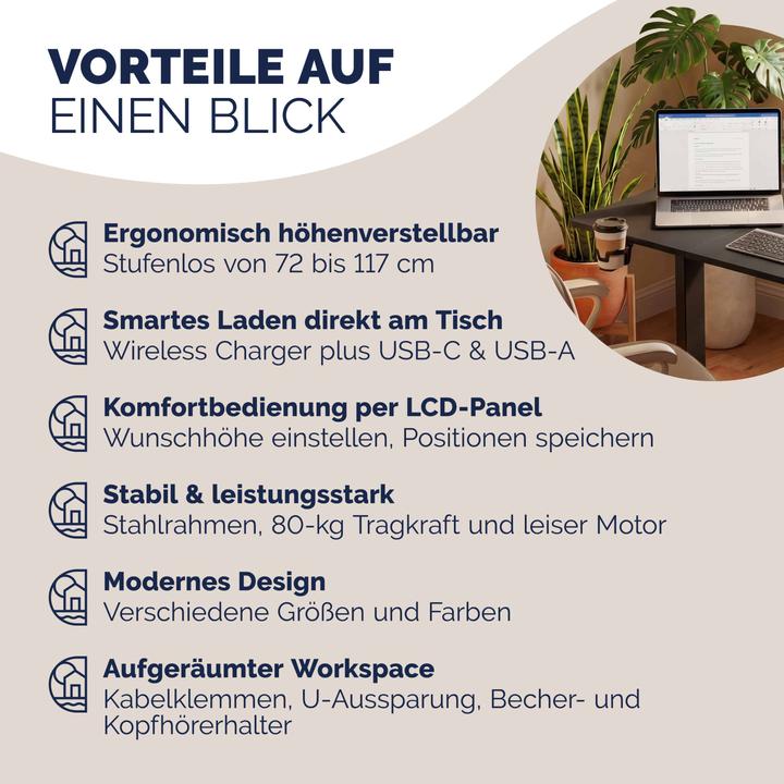 Actual product image Casaria Höhenverstellbarer Schreibtisch