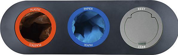 Image du produit Lune Système de tri des déchets Split 3 x 38 L blanc anthracite acier galvanisé de qualité (38 l)