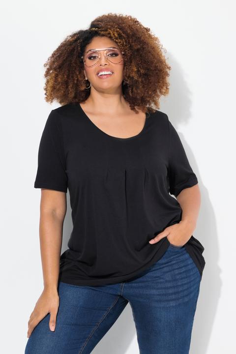 Produktbild Ulla Popken T-Shirt, Zierfalten, A-Linie, Rundhals, Halbarm, Modal (42, 44)