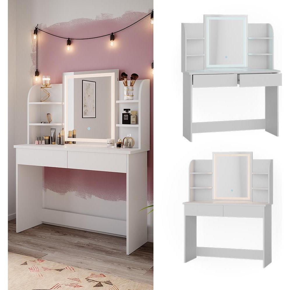 Thumbnail - Vicco, Schminktisch, Charlotte mit Beleuchtung (108 x 40 x 142 cm)