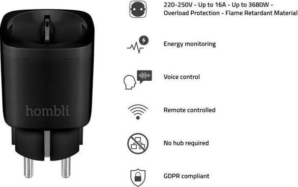Actual product image Hombli Smart Socket (EU), Promo Pack 21, Black