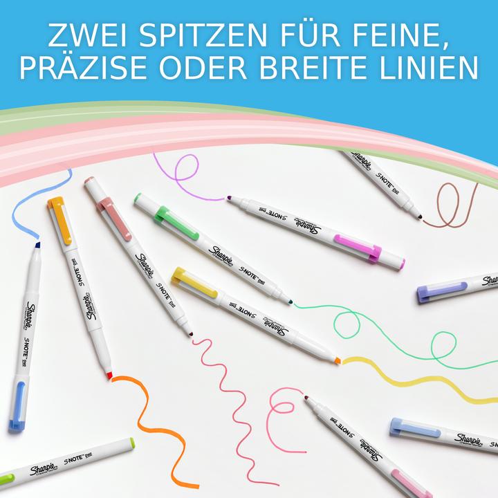 Produktbild Sharpie Textmarker S-Note DUO Keil- und Rundspitze 8er Blister (8x)