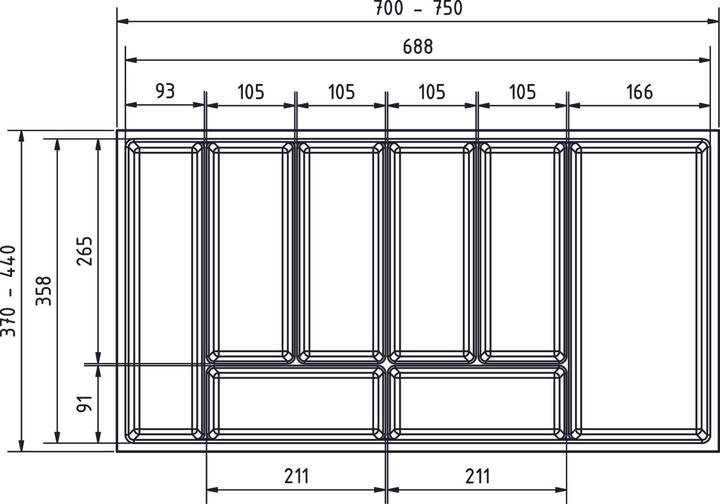 Image du produit Werkstarck Casiers pour couverts Basic KB 800 L/B/H