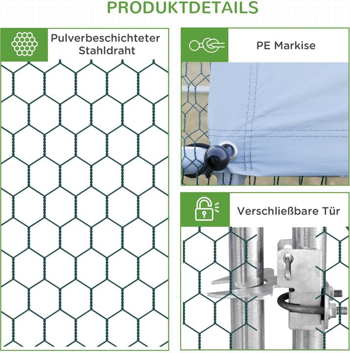 Image du produit PawHut Hühnerstall Stahl, Kunststoff Silber+Grau
