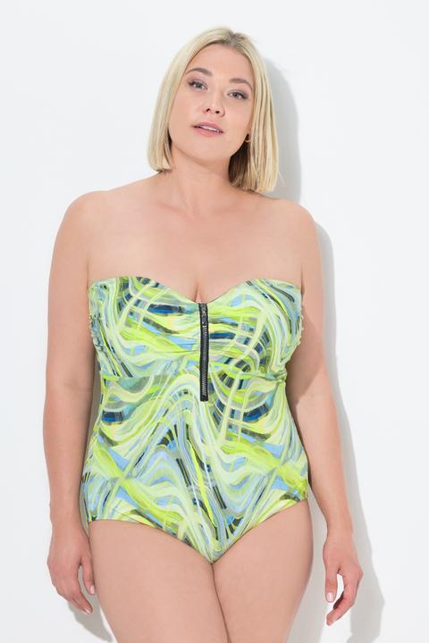 Immagine prodotto Ulla Popken Costume da bagno con fantasia a onde, zip e coppe morbide (44)