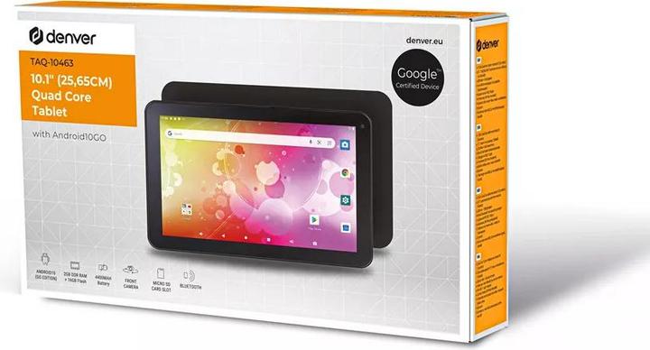 Actual product image Denver TAQ-10463 / 10 inch Quad Core tablet met Android 10 /2 GB RAM / 16 GB / Zwart (10.10", 16 GB, Black)