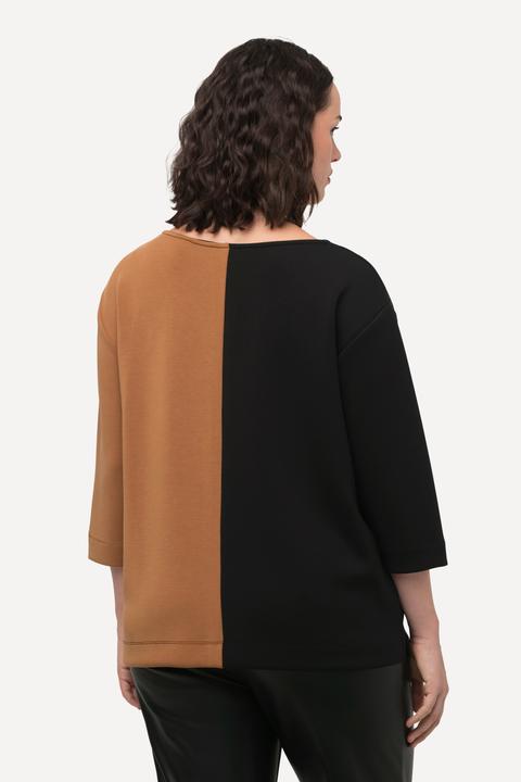 Actual product image Ulla Popken 3/4 Sleeve Scoop Neck Colorblock Sweatshirt (46, 48)