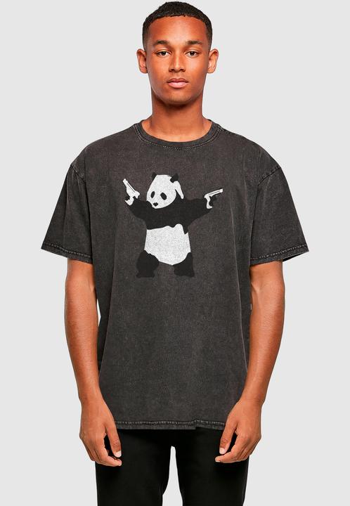 Produktbild Merchcode Brandalised - Panda Guns Acid Washed Oversize Tee - 189305 (S)