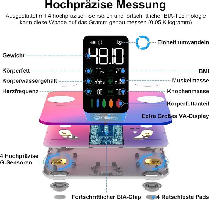 Immagine prodotto Healthkeep Scala del grasso corporeo (180 kg)