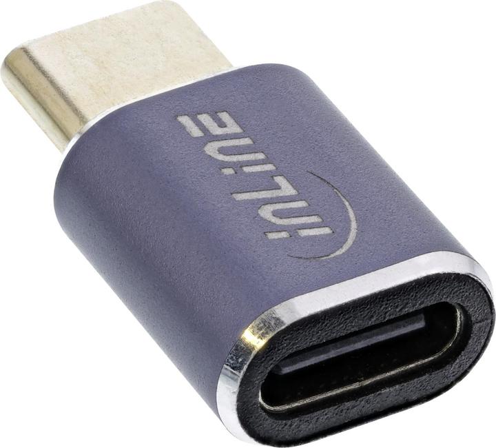 Actual product image InLine ® USB4 adapter, USB type-C plug/socket, aluminium, grey (Jack socket, USB-C, 24 cm)