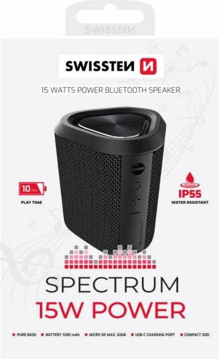 Immagine prodotto Swissten Altoparlante Bluetooth Spectrum 15 W Nero (10 h, Corrente elettrica)