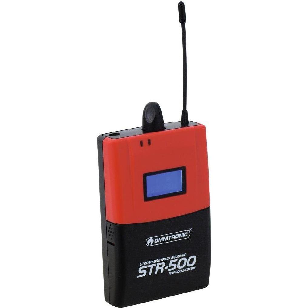 Omnitronic STR500 Taschenmpfänger IEM (Audiogerät Bildschirm-Schutzfolie), Audio Zubehör, Schwarz