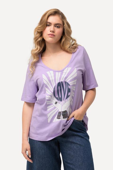 Produktbild Ulla Popken T-Shirt, Pailletten, Classic, V-Ausschnitt, Halbarm (50, 52)