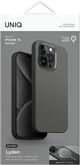 Actual product image Uniq case Lyden DS iPhone 15 Pro Max 6.7" Magclick Charging szaro-czarny/charcoal grey-black (Apple iPhone 15 Pro Max)