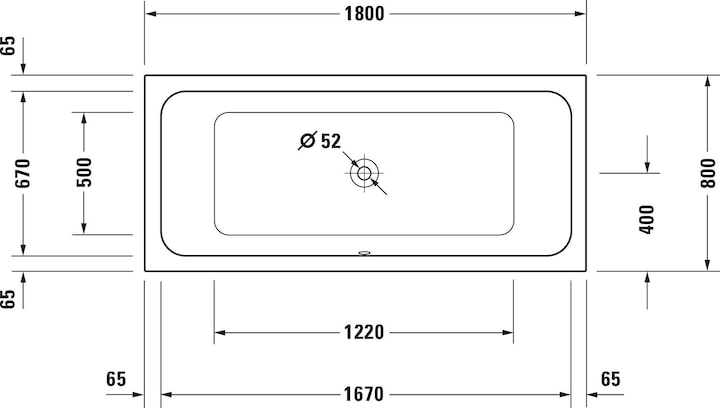 Actual product image Duravit Rectangular bath D-Code 80 x 180 cm white smooth 7001010000000 (150 l, 180 cm, 80 cm)