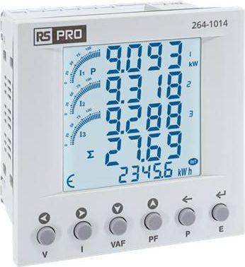 RS PRO Energy meter LCD 31.5mm x 91.5mm / 1, 3-phase 1 (pulse) output 3 x (current transformer) 3 x (S