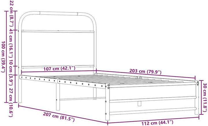 Produktbild vidaXL Bettgestell (107 x 203 cm)