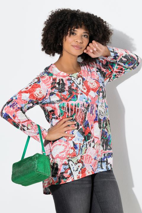 Actual product image Angel of Style Langarmshirt, A-Linie, Glitzersteinchen, Allover-Muster (42)