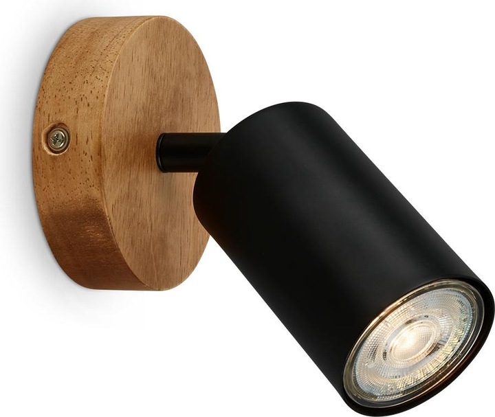 Produktbild Briloner Spot, schwarz, mit Holz, exkl. 1xGU10 9W (GU10)