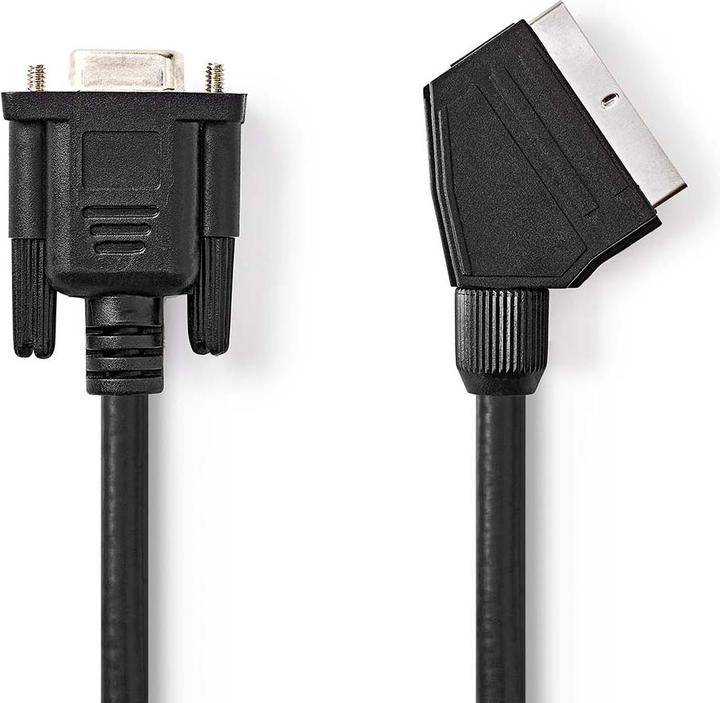 Actual product image Nedis SCART cable | SCART male | VGA female | Nickel-plated | 480p | 2.00 m | Round | PVC | Black | (2 m, Scart)