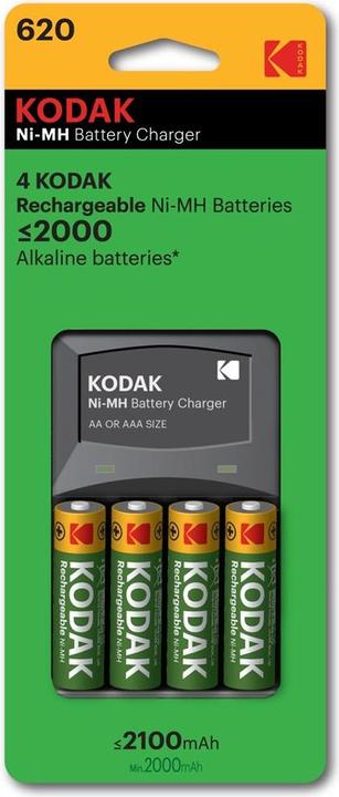 Produktbild Kodak Charger K620-E+ 4 Rechargeable Batteries 2100 mAh (4 Stk., AAA, AA, 2100 mAh)