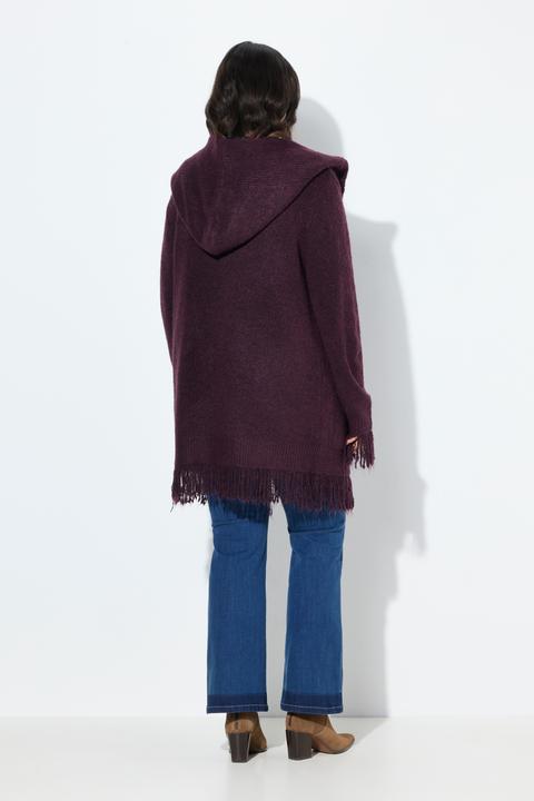 Produktbild Ulla Popken Strickjacke, Fransen, Kapuze, ohne Verschluss, Langarm (46, 48)