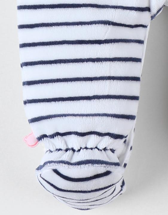 Immagine prodotto Noukies Tutina in velluto a righe con orecchie d'orso ecrù/navy taglia 74 (74)