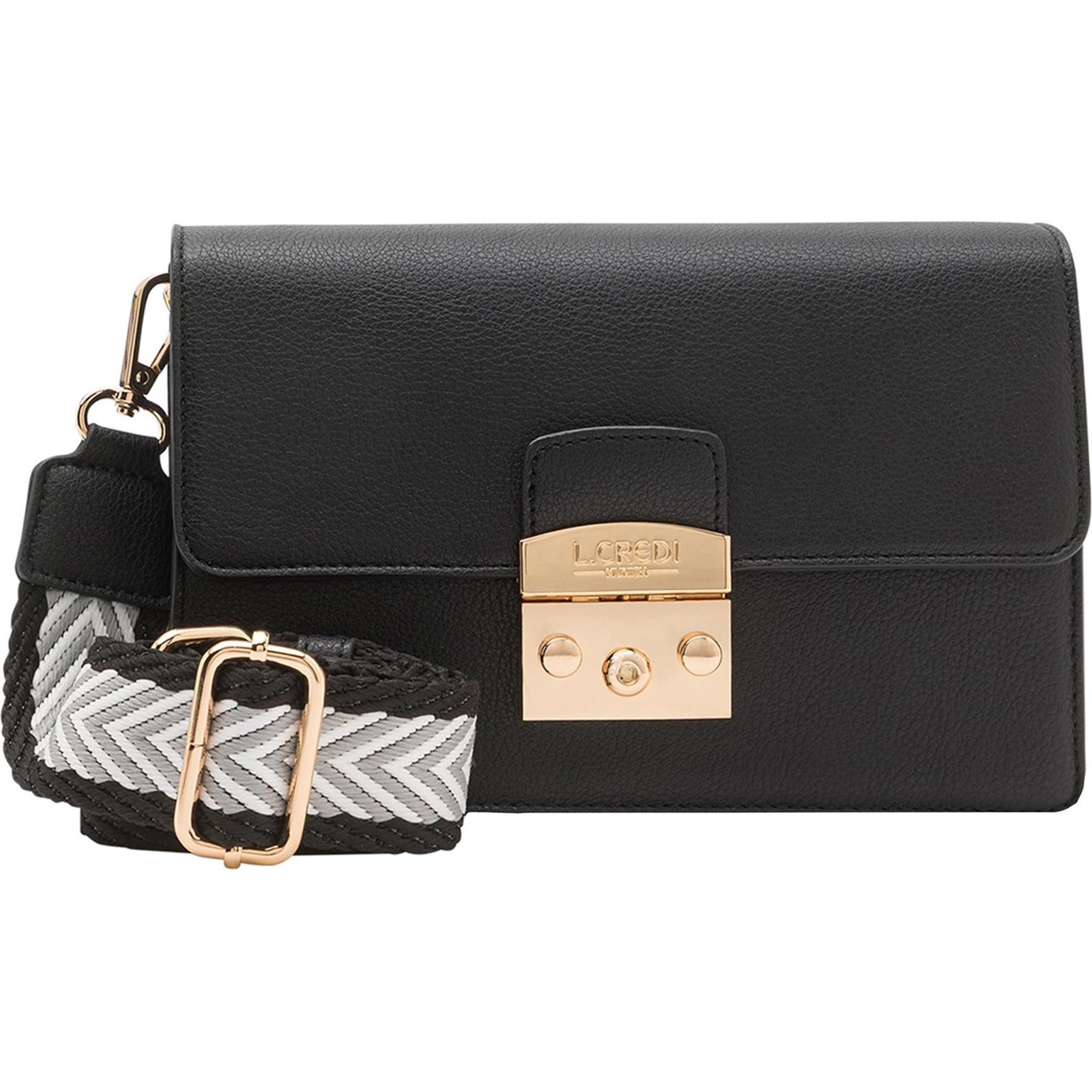 L.Credi, Handtasche, Onelia Umhängetasche 22 cm, Schwarz