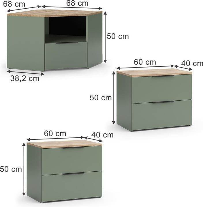 Immagine prodotto Vicco Wohnwand Wido, Grün/Sonoma, 3 Teile (60 x 50 x 40 cm)