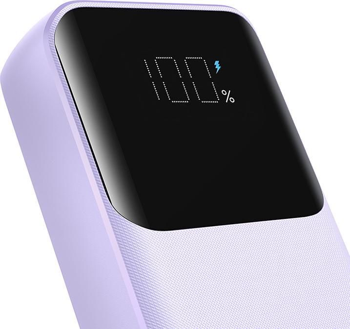 Actual product image Joyroom 30W 20000mAh mini Power Bank with built-in Cables, USB-A & USB-C - Purple (10000 mAh, 30 W, 37 Wh)
