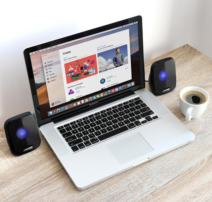 Actual product image Audiocore Black speaker AC835 + led lighting