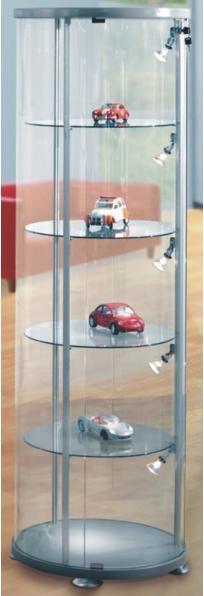 Produktbild Kerkmann Rund-Vitrine expoline, 4 Glasb”den, alusilber