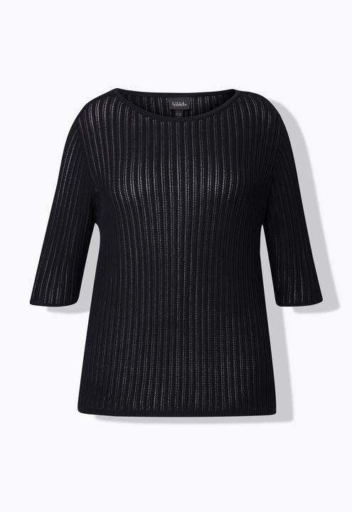 Produktbild Ulla Popken Pullover, Ajourmuster, U-Boot-Ausschnitt, Halbarm (54)