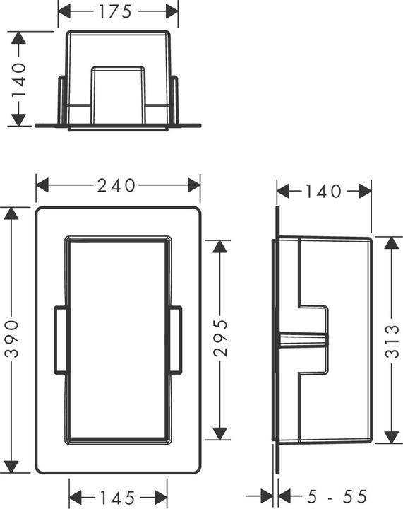 Produktbild hansgrohe XtraStoris Rock Abfalleimer, Einbau, befliesbare Tür, 240x140x390mm, 2,5 Liter Inhalt, 56 (2.50 l)