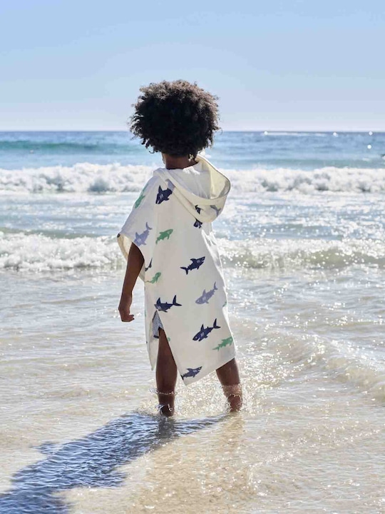 Produktbild Vertbaudet Kinder Badeponcho HAIE mit Recycling-Baumwolle, personalisierbar (128)