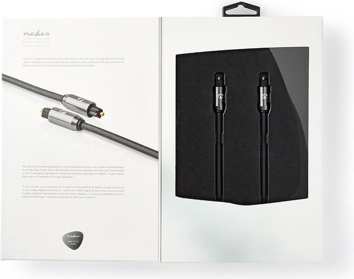 Productafbeelding Nedis Optische audiokabel | Toslink plug | 1,00 m | rond | katoen | Gun Met (1 m, TOSLINK)