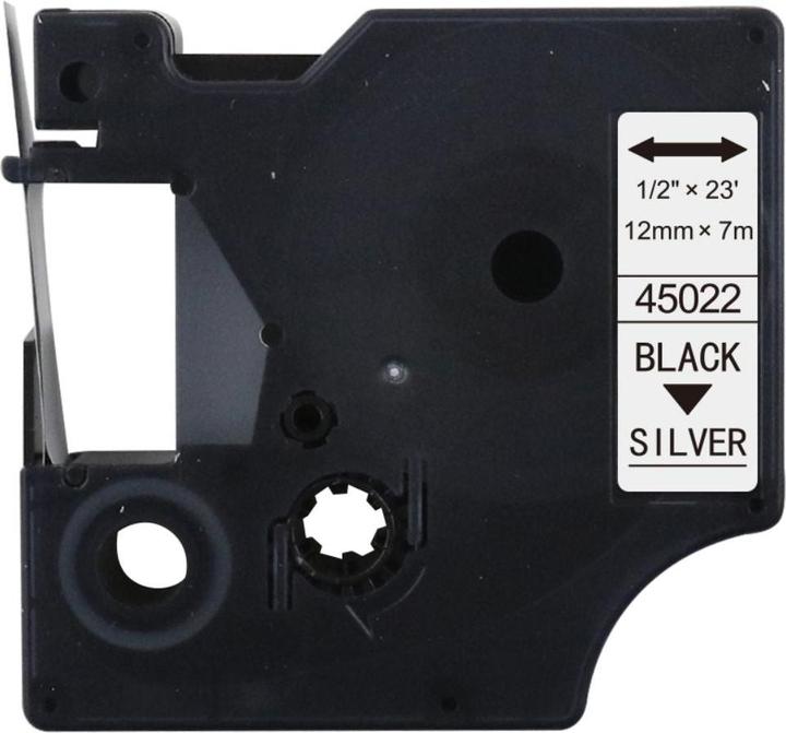 Produktbild Hermex Alternatives Etikettenband zu Dymo D1 45022 Beschriftungsband (1.20 cm, Schwarz, Silber)