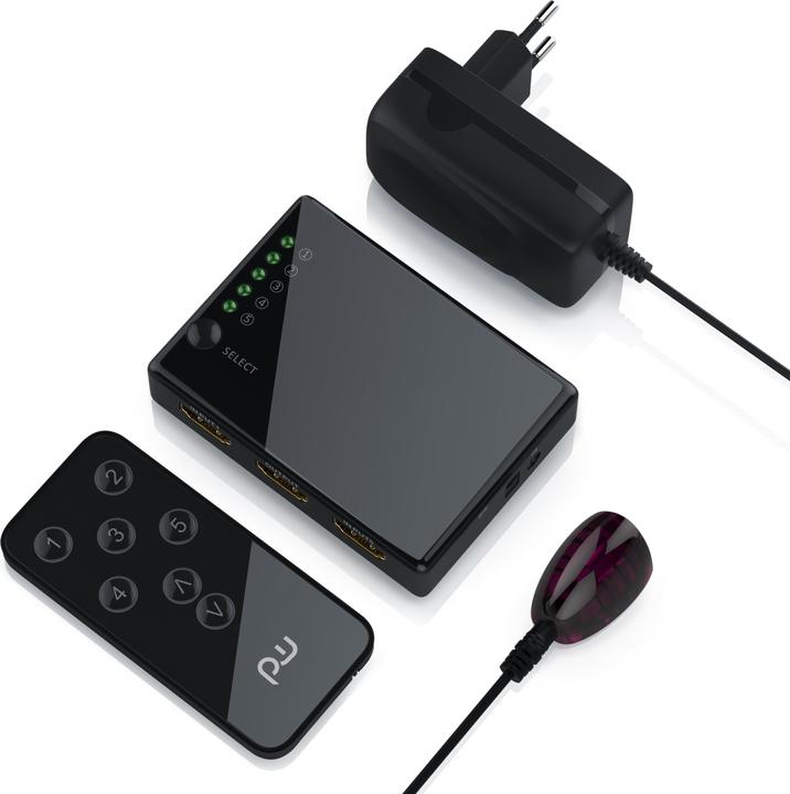 Produktbild Primewire HDMI Switch 4K Ultra HD 5 Port / Verteiler mit Fernbedienung, 4K, 3D, CEC, ARC