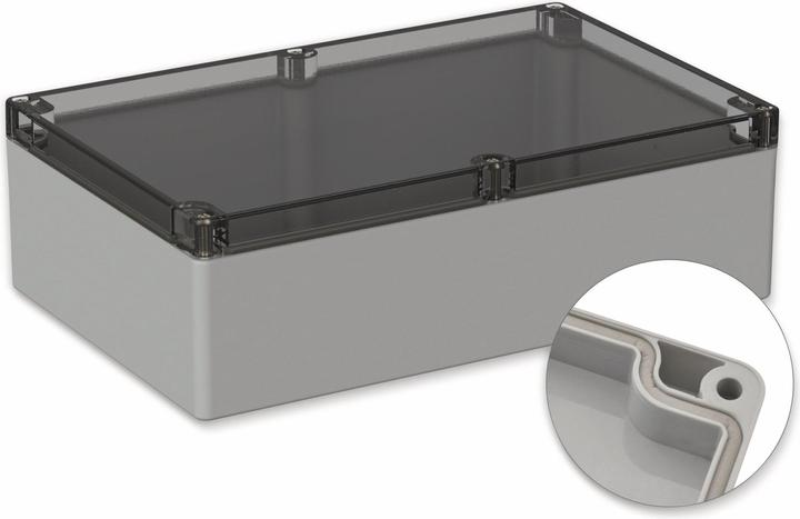 Pollini Boîtier, 5U250310, 300x230x85 mm POLLIN, IP66, gris clair, couvercle transparent (Boîtier)